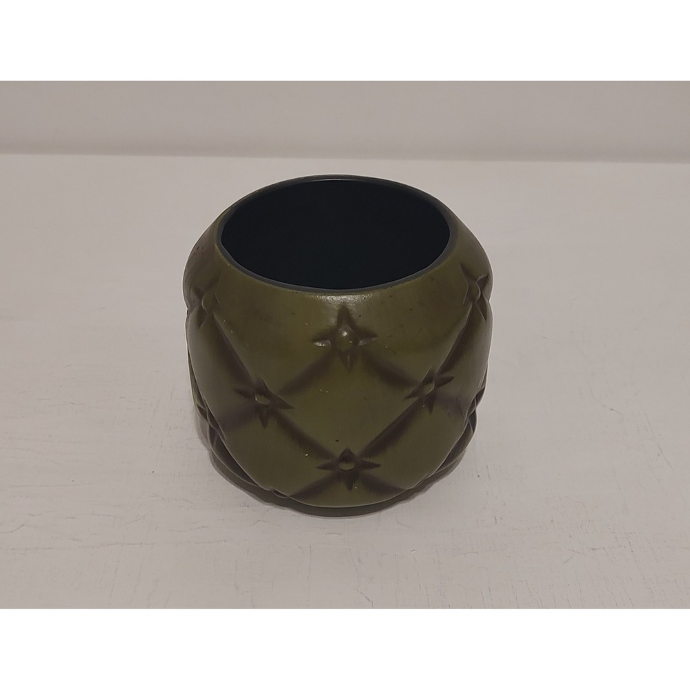Haeger Vase 8061 Avocado Green Art Pottery Vintage Diagonal Quilted 5in